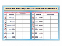 Фрагмент (демонстрационный) маркерный (двухсторонний) "Склонение имен существительных и прилагательных" - «globural.ru» - Всеволожск