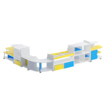 Набор стеллажей для пособий (белый/желтый/синий) - «globural.ru» - Всеволожск