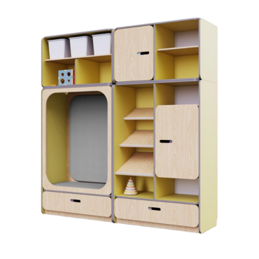 Детская стенка с местом для хранения и прямоугольной зоной отдыха из коллекции «НЕГА» (цвет желтый) - «globural.ru» - Всеволожск
